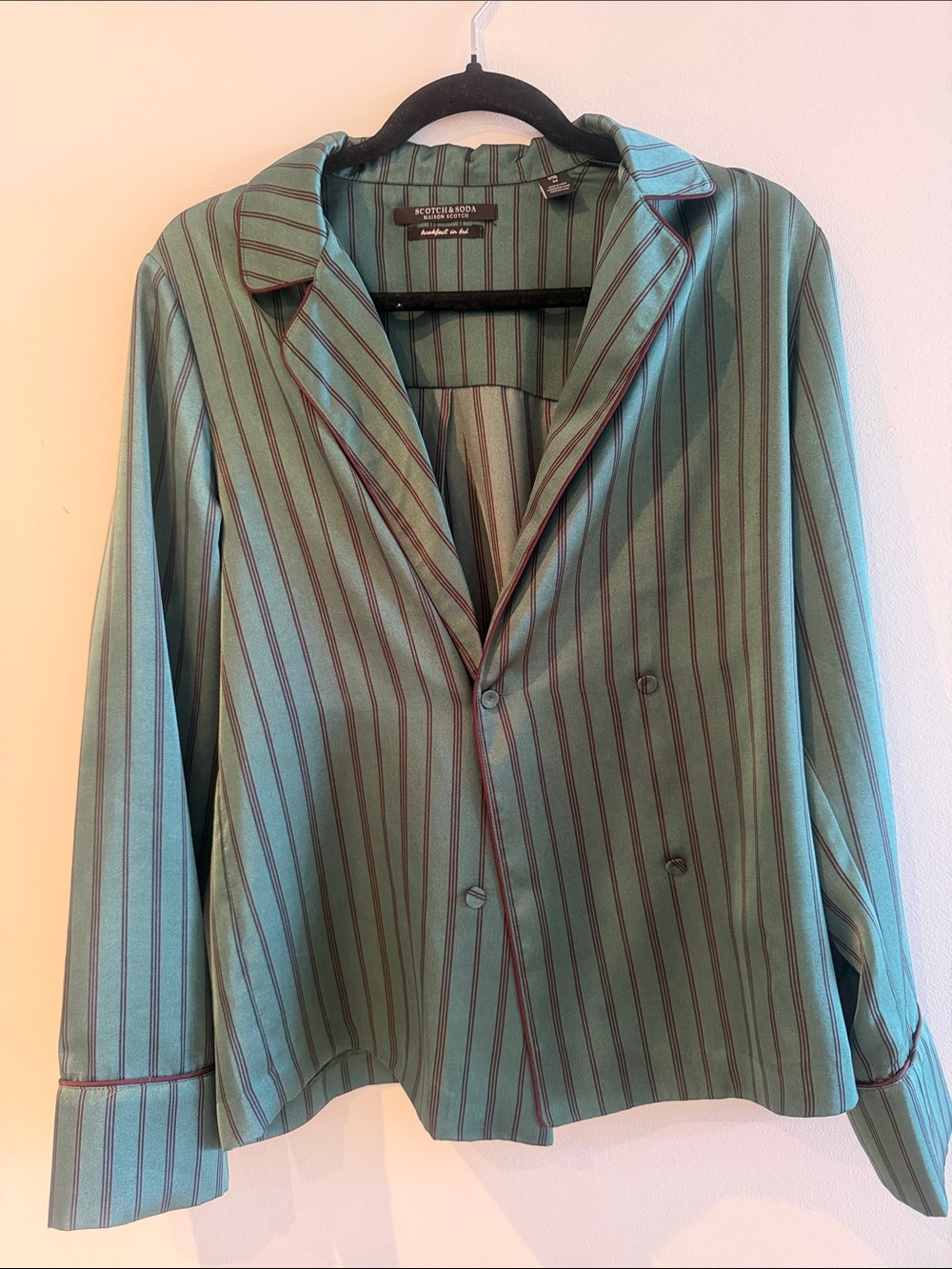 Scotch & Soda Green Striped Top (Medium) with Matching Pants (Small)